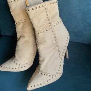 Studded heeled booties